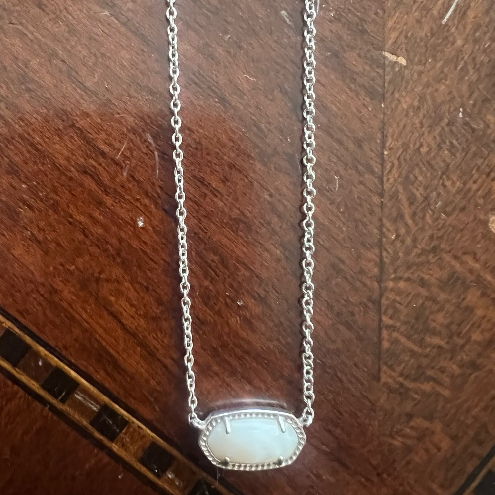Kendra Scott Silver Necklace with White Pendant - Picture 2 of 3